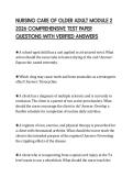 NURSING CARE OF OLDER ADULT MODULE 2 2026 COMPREHENSIVE TEST PAPER QUESTIONS WITH VERIFIED ANSWERS