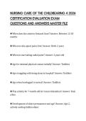 NURSING CARE OF THE CHILDBEARING 4 2026 CERTIFICATION EVALUATION EXAM QUESTIONS AND ANSWERS MASTER FILE