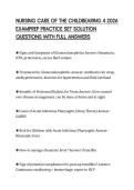 NURSING CARE OF THE CHILDBEARING 4 2026 EXAMPREP PRACTICE SET SOLUTION QUESTIONS WITH FULL ANSWERS