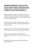 NURSING INFORMATICS 2026 ACTUAL EXAM SCRIPT TESTED QUESTIONS WITH COMPLETE SOLUTIONS GRADED A&plus;