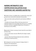 NURSING INFORMATICS 2026 CERTIFICATION EVALUATION EXAM QUESTIONS AND ANSWERS MASTER FILE
