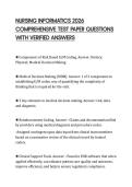 NURSING INFORMATICS 2026 COMPREHENSIVE TEST PAPER QUESTIONS WITH VERIFIED ANSWERS