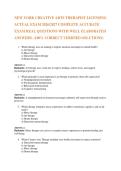 NEW YORK CREATIVE ARTS THERAPIST LICENSING  ACTUAL EXAM 2026&sol;2027 COMPLETE ACCURATE  EXAM REAL QUESTIONS WITH WELL ELABORATED ANSWERS&period; &lpar;100&percnt; CORRECT VERIFIED SOLUTIONS&rpar; 