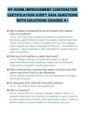 NY HOME IMPROVEMENT CONTRACTOR CERTIFICATION SCRIPT 2026 QUESTIONS WITH SOLUTIONS GRADED A&plus;