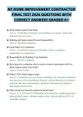NY HOME IMPROVEMENT CONTRACTOR FINAL TEST 2026 QUESTIONS WITH CORRECT ANSWERS GRADED A&plus;