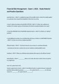 Financial Risk Management &ndash; Exam 1&comma; 2026 &ndash; Study Material and Practice Questions