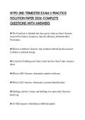 NYPD 2ND TRIMESTER EXAM 3 PRACTICE SOLUTION PAPER 2026 COMPLETE QUESTIONS WITH ANSWERS