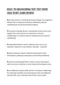 EDUC 701 BEHAVIORISM TEST TEST PAPER 2026 STUDY GUIDE REVIEW