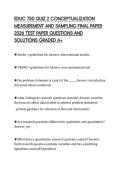 EDUC 750 QUIZ 2 CONCEPTUALIZATION MEASUREMENT AND SAMPLING FINAL PAPER 2026 TEST PAPER QUESTIONS AND SOLUTIONS GRADED A&plus;
