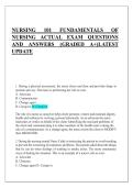 Nursing 101 Fundamentals of Nursing&comma;LATEST UPDATE&ndash; Actual exam questions and answers with detailed rationales