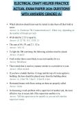 ELECTRICAL CRAFT HELPER PRACTICE ACTUAL EXAM PAPER 2026 QUESTIONS WITH ANSWERS GRADED A&plus;