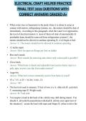 ELECTRICAL CRAFT HELPER PRACTICE FINAL TEST 2026 QUESTIONS WITH CORRECT ANSWERS GRADED A&plus;