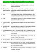 Insurance Test Questions and Answers Rated A