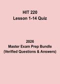 HIT 220 Lessons 1&ndash;14 Quiz Questions & Answers PDF &vert; Health Information Technology Exam Prep