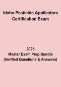 Idaho Pesticide Applicator Certification Exam Questions & Answers PDF &vert; License Test Prep Guide