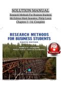 Solution manual for research methods for business students 8th edition mark saunders