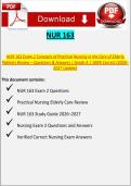 NUR 163 Exam 2 Questions with Answers &lpar;2026&ndash;2027&rpar; &ndash; A&plus; Care of Elderly Patients Nursing Study Guide