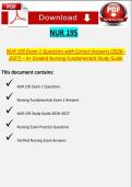 NUR 195 Exam 1 Questions with Answers &lpar;2026&ndash;2027&rpar; &ndash; A&plus; Nursing Fundamentals Study Guide