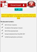 NUR 155 Foundations to Nursing Exam 2 Questions with Answers &lpar;2026&ndash;2027&rpar; &ndash; A&plus; Nursing Fundamentals Study Guide