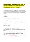 NURSING HEALTH ASSESSMENT FINAL EXAM 110  VERIFIED QUESTIONS AND CORRECT DETAILED  ANSWERS UPDATED 2026 &vert;&vert; GRADED A&plus; 