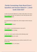 Florida Cosmetology State Board Exam &vert; Questions and Answers Rated A&plus; &vert; Latest Guide 2026&sol;2027