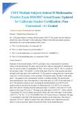 CSET Multiple Subjects Subtest II Mathematics Practice Exam 2026&sol;2027 Actual Exam &vert; Updated for California Teacher Certification &vert; Pass Guaranteed - A&plus; Graded