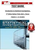 Introduction to Statistical Investigations 2nd Edition Test Bank by Beth L&period; Chance & Allan J&period; Rossman &vert; Chapters 1&ndash;12 &vert; Verified Questions & Answers &vert; 2026 Updated