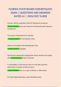 FLORIDA STATE BOARD COSMETOLOGY EXAM &vert; QUESTIONS AND ANSWERS RATED A&plus; &vert; 2026&sol;2027 GUIDE