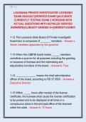 LOUISIANA PRIVATE INVESTIGATOR LICENSING  EXAM 2026&sol;2027&vert;&vert;VERIFIED EXAM&excl;&excl;&vert;&vert;ACCURATE  CURRENTLY TESTING EXAM 2 VERSIONS WITH  ACTUAL QUESTIONS WITH DETAILED VERIFIED  ANSWERS&vert;&vert;ALREADY GRADED A&plus;&vert;&vert;NEWEST EXAM&excl;&excl;&excl;