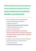 California Manufactured Housing Salesperson  License Examination Questions And Correct  Answers &lpar;Verified Answers&rpar; Plus Rationales  2026 Q&A &vert; Instant Download Pdf 