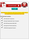 NUR 160 Exam 3 Questions with Answers &lpar;2026&ndash;2027&rpar; &ndash; A&plus; Nursing Fundamentals Study Guide