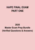 HAPE Final Exam Part One Questions & Answers PDF &vert; Course Test Prep Study Guide
