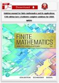 Solution Manual for Finite Mathematics and Its Applications&comma; 13th Edition by Larry J&period; Goldstein&comma; David I&period; Schneider & Martha J&period; Siegel &vert; All Chapters &vert; Step-by-Step Solutions &vert; Verified Guide