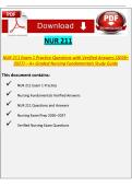 NUR 211 Exam 1 Practice Questions with Correct Answers &lpar;2026&ndash;2027&rpar; &ndash; A&plus; Nursing Fundamentals Study Guide