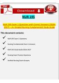 NUR 195 Exam 1 Questions with Answers &lpar;2026&ndash;2027&rpar; &ndash; A&plus; Nursing Fundamentals Study Guide