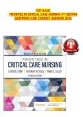 TEST BANK PRIORITIES IN CRITICAL CARE NURSING 9TH EDITION QUESTIONS AND CORRECT ANSWERS 2026