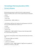 Hematology Med Surg Questions With Correct Answers