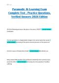 Paramedic Jb Learning Exam Complete Test &comma; Practice Questions&comma; Verified Answers 2026 Edition