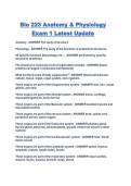 Bio 223 Anatomy & Physiology Exam 1 Latest Update