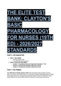 Clayton's Basic Pharmacology for Nurses 19th Edition - Elite 2026&sol;2027 Test Bank & Study Guide