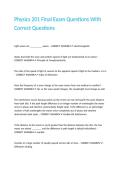 Physics 201 Final Exam Questions With Correct Questions&period;