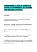 ENVIRONMENTAL HEALTH AND SAFETY BOARD EVALUATION 2026 GUARANTEED PASS ANSWERS GRADED A&plus;
