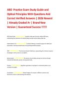 ABO  Practice Exam Study Guide and  Optical Principles With Questions And  Correct Verified Answers &vert; 2026 Newest  &vert; Already Graded A&plus; &vert; Brand New  Version &vert; Guaranteed Success &excl;&excl;&excl;&excl;&excl;&excl;