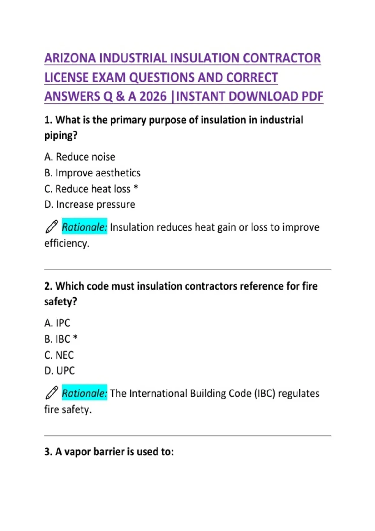 Arizona Industrial Insulation Contractor License Exam: Questions ...