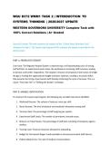WGU D372 WMM1 TASK 2 ACTUAL EXAM 2026&sol;2027 &vert; Introduction to Systems Thinking &vert; Complete Task with 100&percnt; Correct Solutions &vert; Pass Guaranteed - A&plus; Graded
