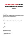 IAHCSMM CRCST Exam &vert;Verified Questions and Correct Answers&vert; Updated