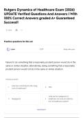 Rutgers Dynamics of Healthcare Exam &lpar;2026&rpar; UPDATE Verified Questions And Answers &vert; With 100&percnt; Correct Answers graded A&plus; Guaranteed Success&excl;&excl;