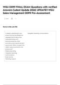 WGU D099 FINAL EXAM  Questions with verified Answers &lpar;Latest  Update 2026&rpar; UPDATE&excl;&excl;   WGU Sales Management D099 Pre-Assessment