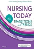 Nursing Today&colon; Transition and Trends Test Bank 9th Edition &lpar;ISBN&colon; 978-0323401685&rpar; &ndash; Cheryl Zerwekh &vert; Complete Questions & Answers