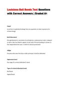 Louisiana Bail Bonds Test Questions with Correct Answers &vert; Graded A&plus; 